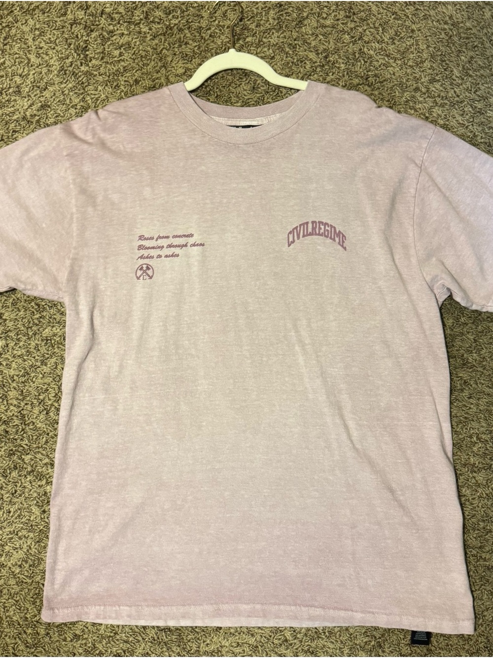 Men's Civil Regime Light Lavender Graphic Tee- Large Logo on Back (see pictures)
